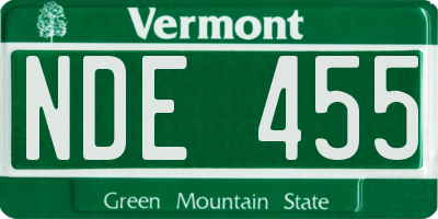 VT license plate NDE455