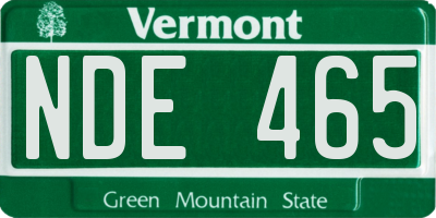 VT license plate NDE465