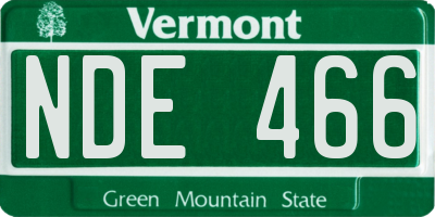 VT license plate NDE466
