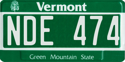 VT license plate NDE474