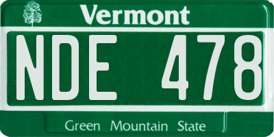 VT license plate NDE478
