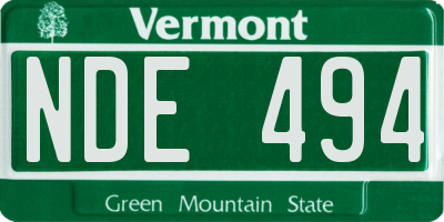VT license plate NDE494