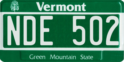 VT license plate NDE502