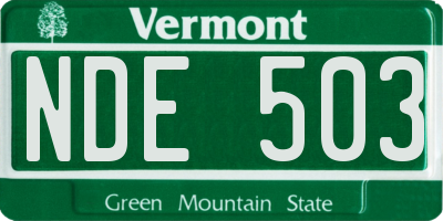 VT license plate NDE503