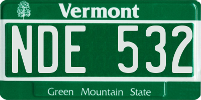 VT license plate NDE532