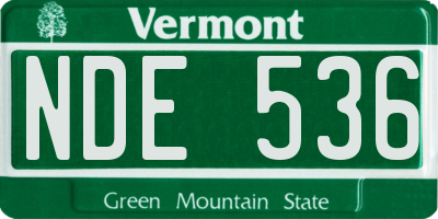 VT license plate NDE536