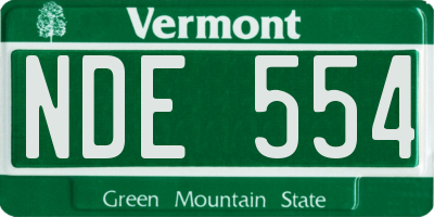 VT license plate NDE554