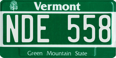 VT license plate NDE558