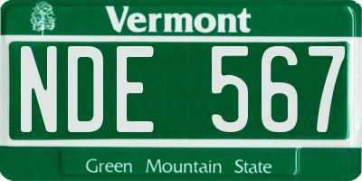 VT license plate NDE567