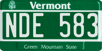 VT license plate NDE583
