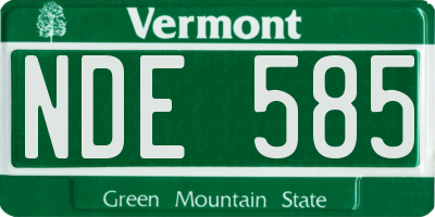 VT license plate NDE585