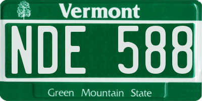 VT license plate NDE588