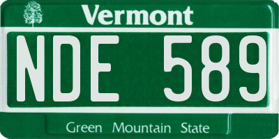 VT license plate NDE589