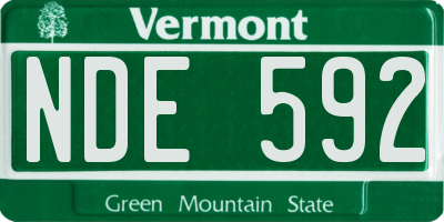 VT license plate NDE592