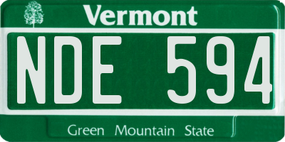VT license plate NDE594