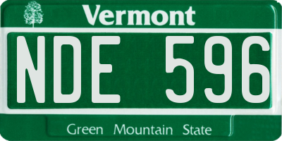 VT license plate NDE596