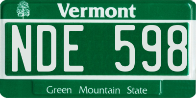 VT license plate NDE598
