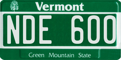 VT license plate NDE600
