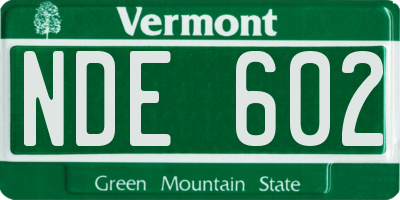 VT license plate NDE602