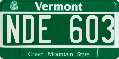 VT license plate NDE603