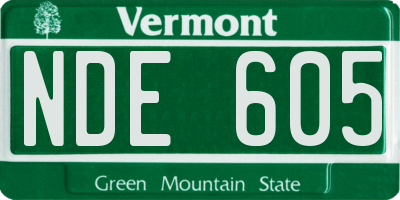 VT license plate NDE605