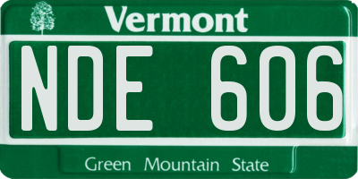 VT license plate NDE606