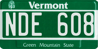 VT license plate NDE608