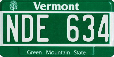 VT license plate NDE634