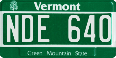 VT license plate NDE640