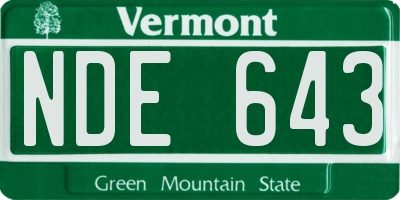 VT license plate NDE643