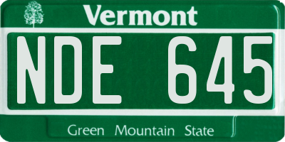 VT license plate NDE645