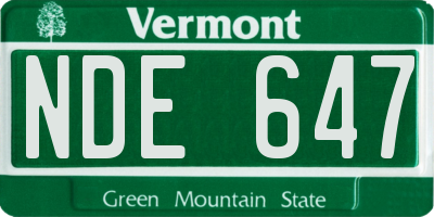 VT license plate NDE647