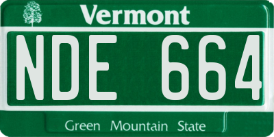 VT license plate NDE664