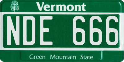 VT license plate NDE666