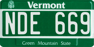 VT license plate NDE669
