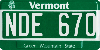 VT license plate NDE670