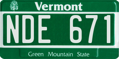 VT license plate NDE671