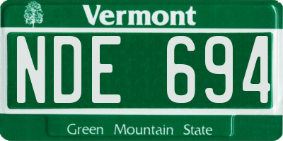 VT license plate NDE694
