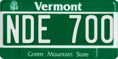 VT license plate NDE700