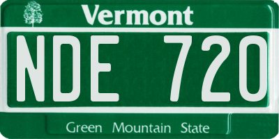VT license plate NDE720