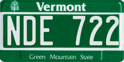 VT license plate NDE722