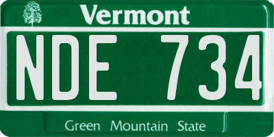 VT license plate NDE734