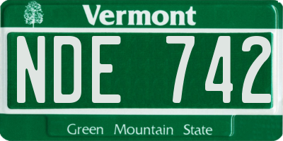 VT license plate NDE742
