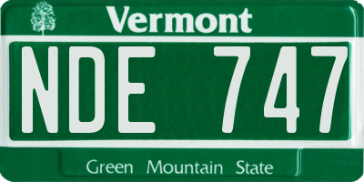 VT license plate NDE747