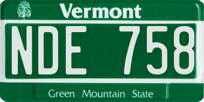 VT license plate NDE758