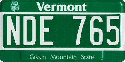 VT license plate NDE765