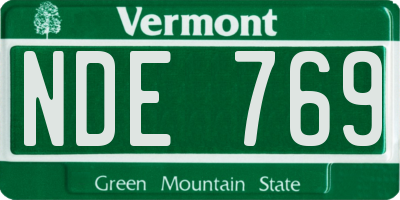 VT license plate NDE769