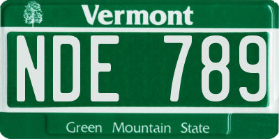 VT license plate NDE789