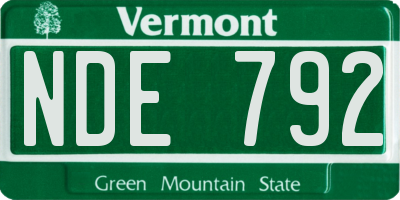 VT license plate NDE792