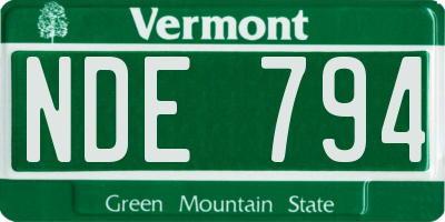 VT license plate NDE794